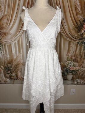 Cupshe White Eyelet Tie-Shoulder Midi Dress